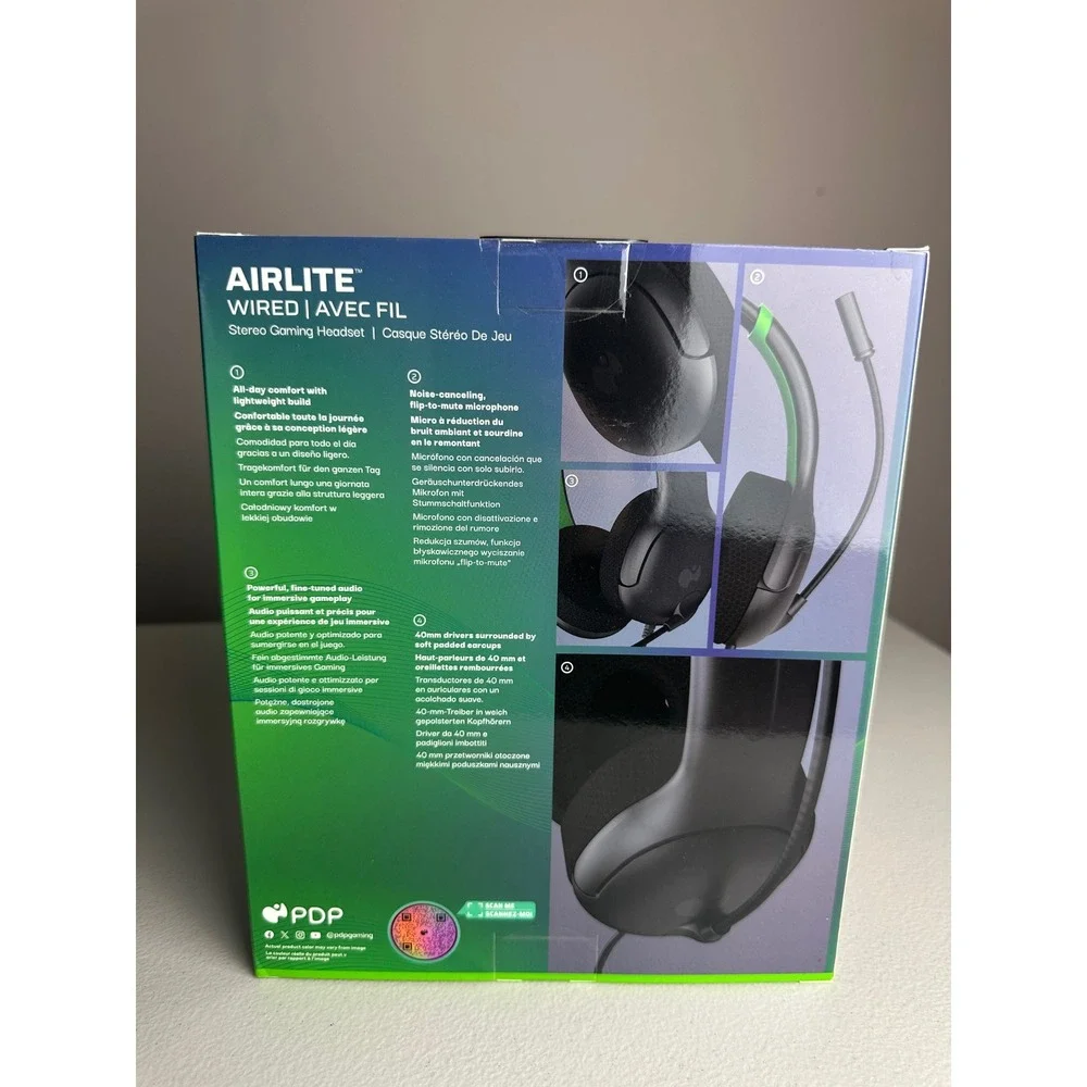 PDP Airlite Wired Stereo Gaming Headset for Xbox Series X|S Xbox One Black Green